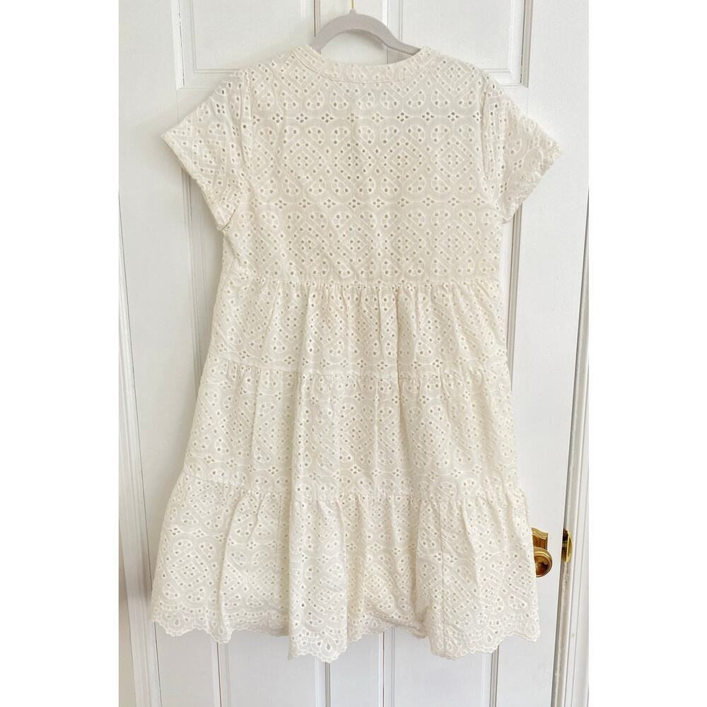 Maeve Anthropologie Harper White Eyelet Tunic Mini Swing Dress Short Sleeve Sm - Picture 3 of 6